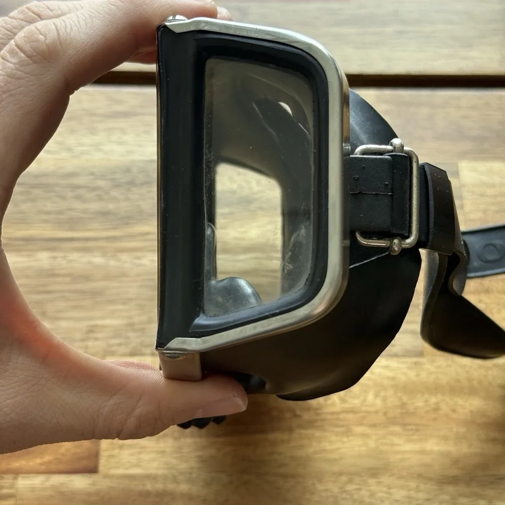 VTG Dacor Tempered Glass Dive Mask 18-8 Stainless Steel Wrap Around Japan READ*